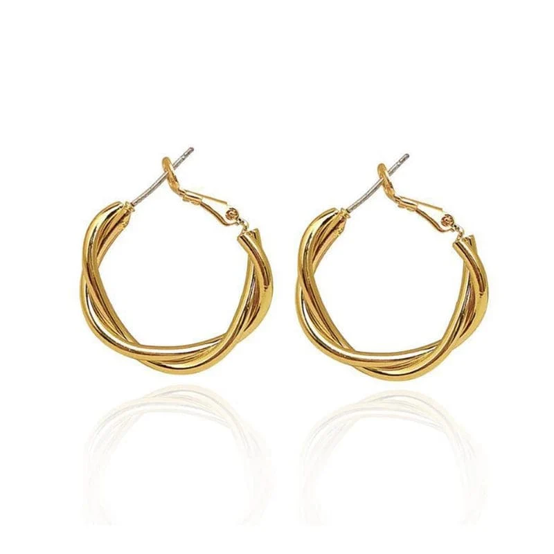 Neue Kreis Schnur Wendungen Hoop Ohrring für Frauen Einfache Temperament Übertreibung Gold Farbe Metall Ohr Schmuck Geschenk Aros