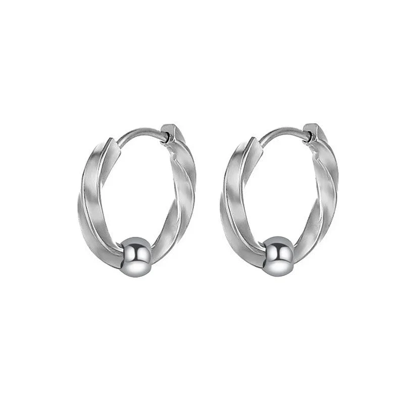 1 Paar Creolen aus Edelstahl für Männer und Frauen, kleiner Kreis, Metallkugel, antiallergische Ohrschnalle, Rock-Hip-Hop-Schmuck