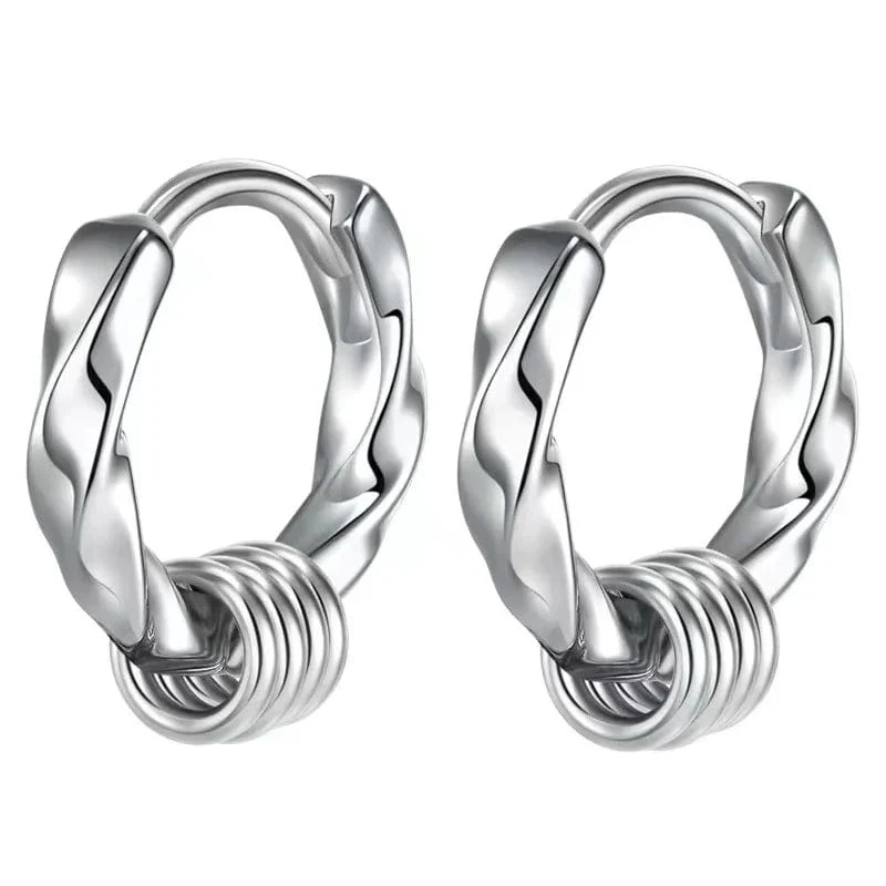 1 Paar Creolen aus Edelstahl für Männer und Frauen, kleiner Kreis, Metallkugel, antiallergische Ohrschnalle, Rock-Hip-Hop-Schmuck