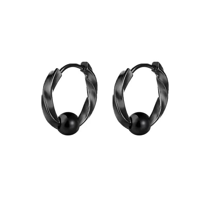 1 Paar Creolen aus Edelstahl für Männer und Frauen, kleiner Kreis, Metallkugel, antiallergische Ohrschnalle, Rock-Hip-Hop-Schmuck