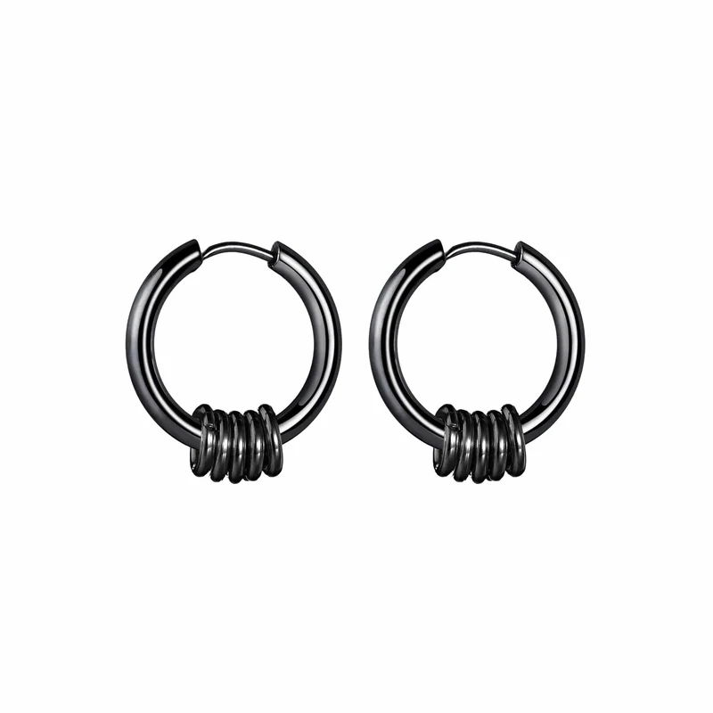 1 Paar Creolen aus Edelstahl für Männer und Frauen, kleiner Kreis, Metallkugel, antiallergische Ohrschnalle, Rock-Hip-Hop-Schmuck