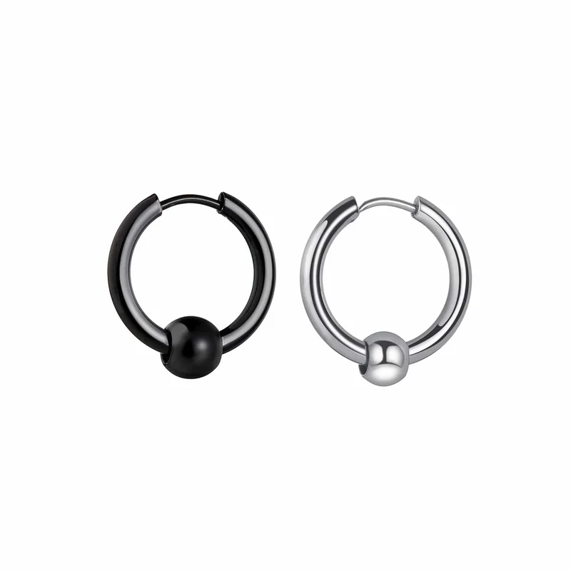 1 Paar Creolen aus Edelstahl für Männer und Frauen, kleiner Kreis, Metallkugel, antiallergische Ohrschnalle, Rock-Hip-Hop-Schmuck