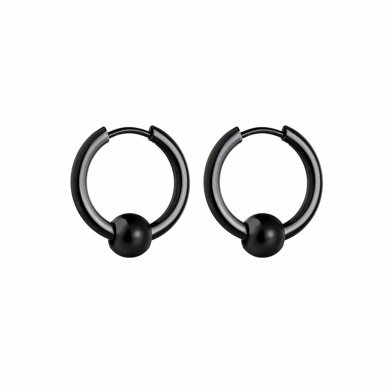 1 Paar Creolen aus Edelstahl für Männer und Frauen, kleiner Kreis, Metallkugel, antiallergische Ohrschnalle, Rock-Hip-Hop-Schmuck
