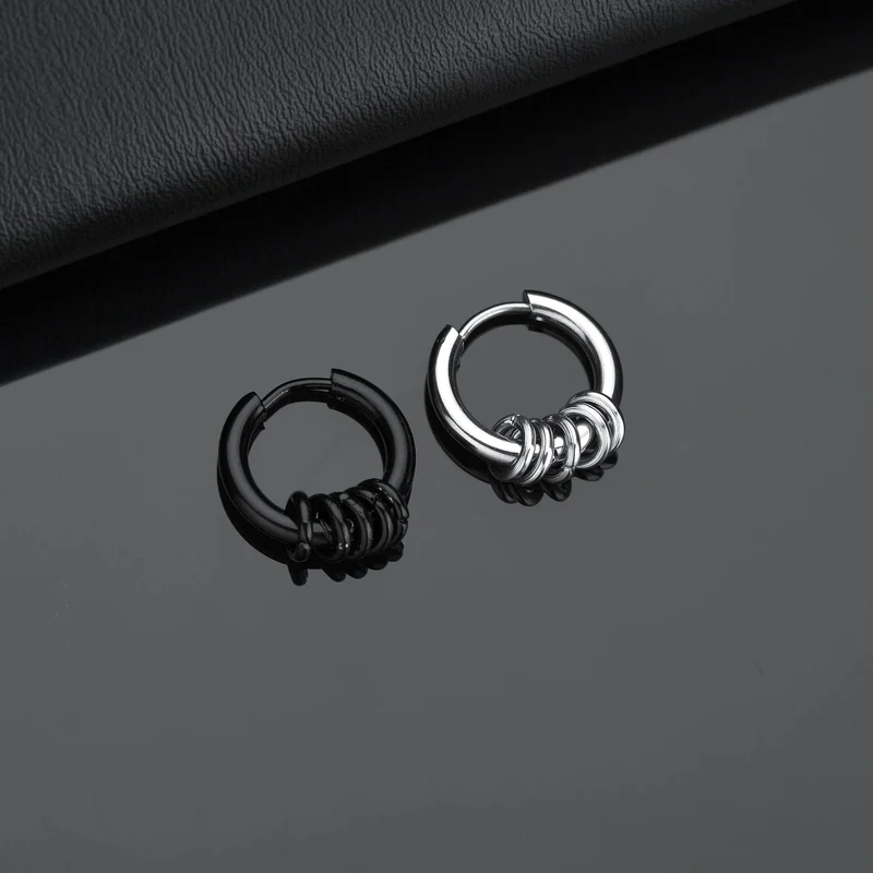1 Paar Creolen aus Edelstahl für Männer und Frauen, kleiner Kreis, Metallkugel, antiallergische Ohrschnalle, Rock-Hip-Hop-Schmuck
