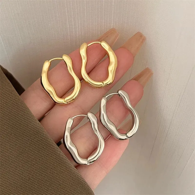 Adolph Trendy Metall Geometrie Hoop Ohrring Mode Neue Design Unregelmäßige Minimalistischen Ohrringe für Frauen Mode Schmuck Geschenk 2023