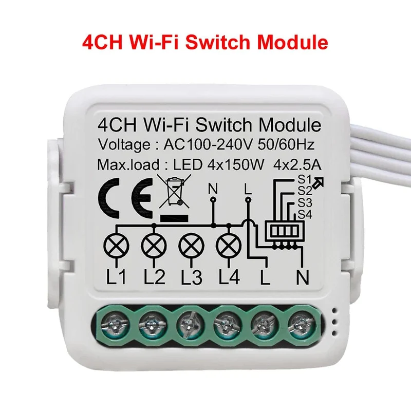 Tuya WiFi Smart Lichtschaltermodul unterstützt 2-Wege-Steuerung, App-Fernbedienung DIY Breaker 100-240 V, funktioniert mit Alexa Google Home
