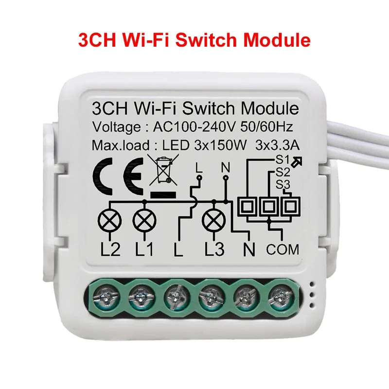 Tuya WiFi Smart Lichtschaltermodul unterstützt 2-Wege-Steuerung, App-Fernbedienung DIY Breaker 100-240 V, funktioniert mit Alexa Google Home