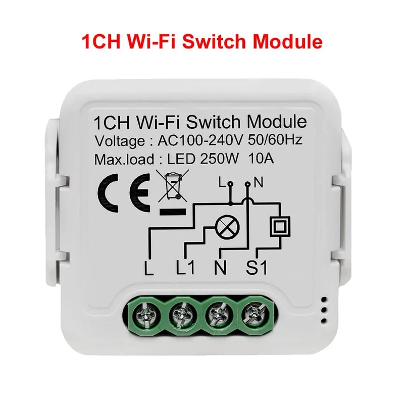Tuya WiFi Smart Lichtschaltermodul unterstützt 2-Wege-Steuerung, App-Fernbedienung DIY Breaker 100-240 V, funktioniert mit Alexa Google Home