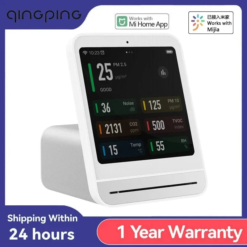 Qingping Luftdetektor 2 Smart Home Touchscreen-Steuerung Temperatur-Feuchtigkeitssensor CO2 PM2.5 Qualitätsmonitor Arbeiten mit Mijia Ap