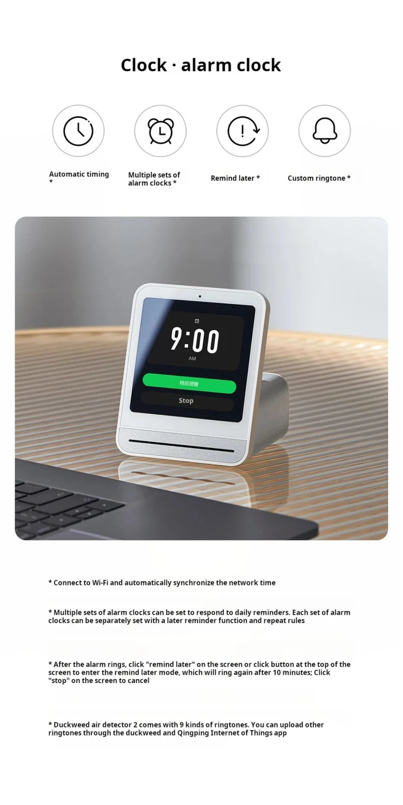 Qingping Luftdetektor 2 Smart Home Touchscreen-Steuerung Temperatur-Feuchtigkeitssensor CO2 PM2.5 Qualitätsmonitor Arbeiten mit Mijia Ap