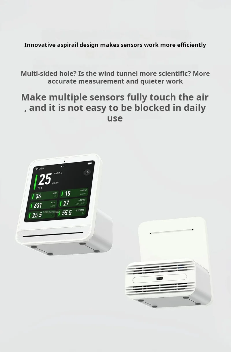 Qingping Luftdetektor 2 Smart Home Touchscreen-Steuerung Temperatur-Feuchtigkeitssensor CO2 PM2.5 Qualitätsmonitor Arbeiten mit Mijia Ap