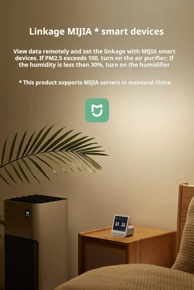 Qingping Luftdetektor 2 Smart Home Touchscreen-Steuerung Temperatur-Feuchtigkeitssensor CO2 PM2.5 Qualitätsmonitor Arbeiten mit Mijia Ap