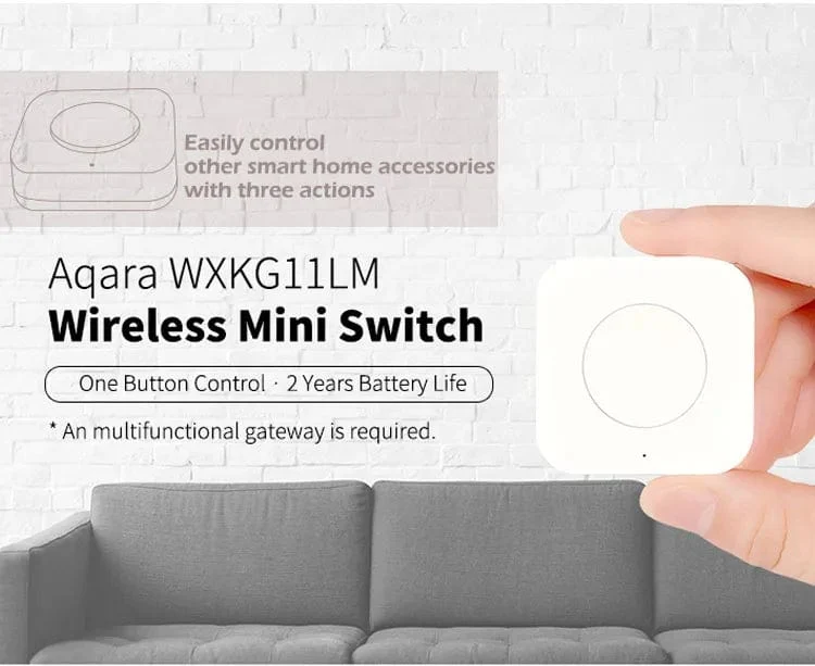 Aqara Drahtloser Minischalter ZigBee APP-Fernbedienung 3-Wege-Smart-Home-Notruftaste Türklingel Funktioniert mit Gateway und Homekit