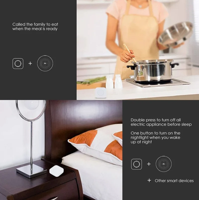 Aqara Drahtloser Minischalter ZigBee APP-Fernbedienung 3-Wege-Smart-Home-Notruftaste Türklingel Funktioniert mit Gateway und Homekit