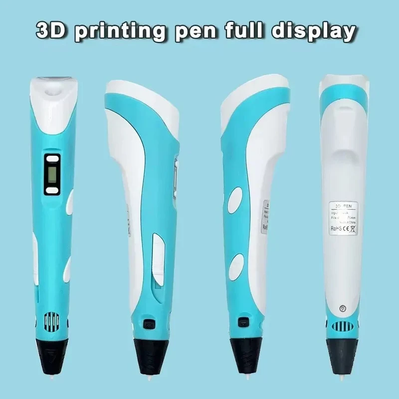 Elektronischer 3D-Druckstift mit 9M PLA-Verbrauchsmaterial Hochtemperatur-3D-Graffiti-Werkzeug Intelligentes Spielzeug Weihnachts- und Geburtstagsgeschenk