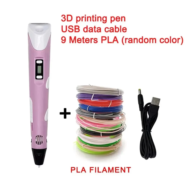 Elektronischer 3D-Druckstift mit 9M PLA-Verbrauchsmaterial Hochtemperatur-3D-Graffiti-Werkzeug Intelligentes Spielzeug Weihnachts- und Geburtstagsgeschenk