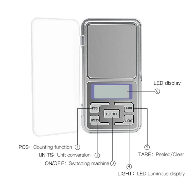 Hochpräzise elektronische Miniwaage, tragbare Taschenwaage für Schmuck, Genauigkeitsbereich 500 G – 0.01 G, mit LCD-Display