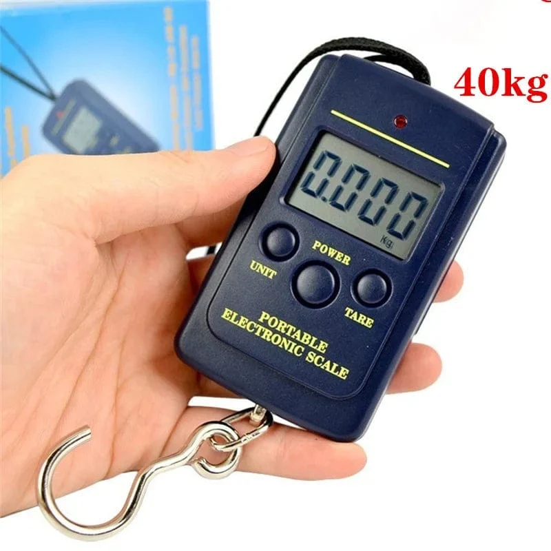 Tragbare Mini-Handwaage, elektronisches Gewicht, 40 kg, Gepäckwaage, Seil, Gepäckwaage, Haken, Express-Wiegen mit Hintergrundbeleuchtung