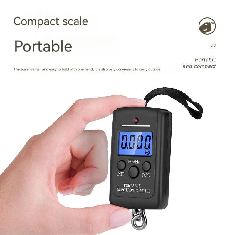 Tragbare Mini-Handwaage, elektronisches Gewicht, 40 kg, Gepäckwaage, Seil, Gepäckwaage, Haken, Express-Wiegen mit Hintergrundbeleuchtung