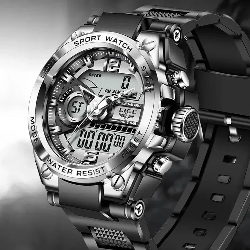 LIGE Männer Militär Uhr Digital 50m Wasserdicht Armbanduhr LED Quarz Uhr Sport Uhr Männlichen Große Uhren Männer Relogios Masculino