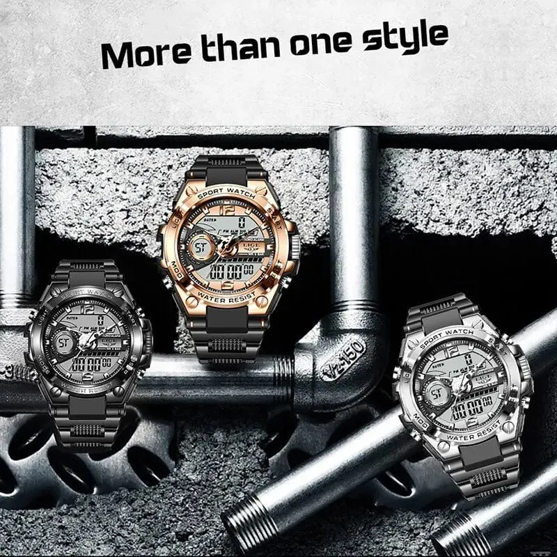 LIGE Männer Militär Uhr Digital 50m Wasserdicht Armbanduhr LED Quarz Uhr Sport Uhr Männlichen Große Uhren Männer Relogios Masculino