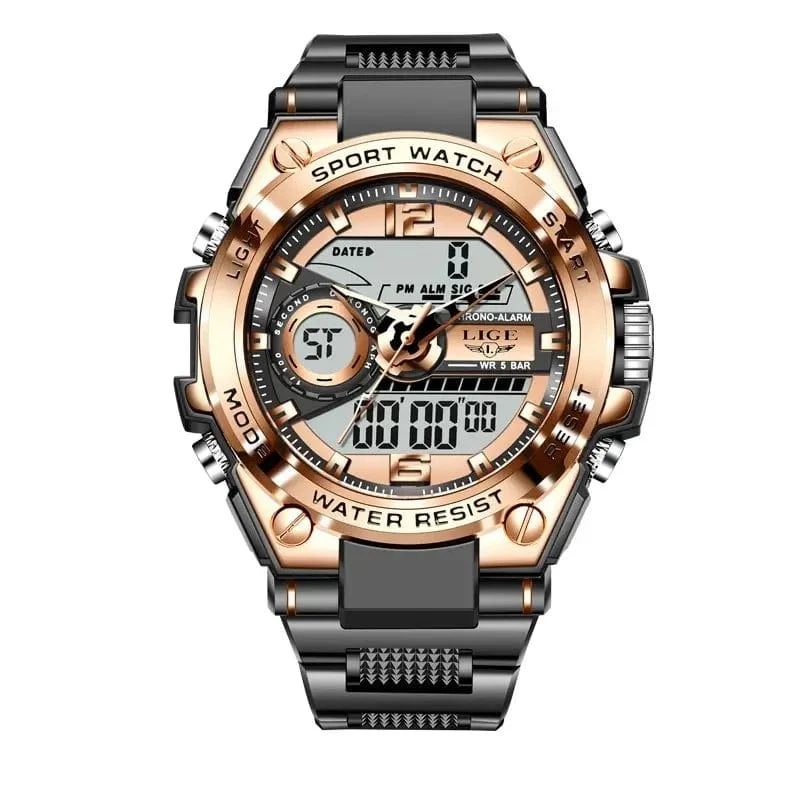 LIGE Männer Militär Uhr Digital 50m Wasserdicht Armbanduhr LED Quarz Uhr Sport Uhr Männlichen Große Uhren Männer Relogios Masculino