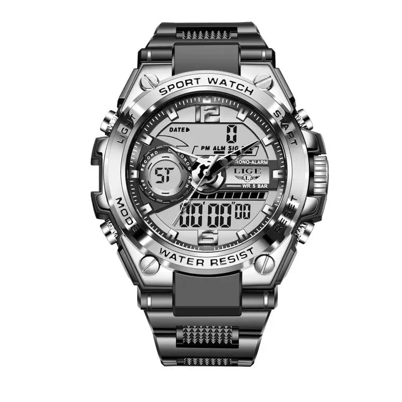 LIGE Männer Militär Uhr Digital 50m Wasserdicht Armbanduhr LED Quarz Uhr Sport Uhr Männlichen Große Uhren Männer Relogios Masculino