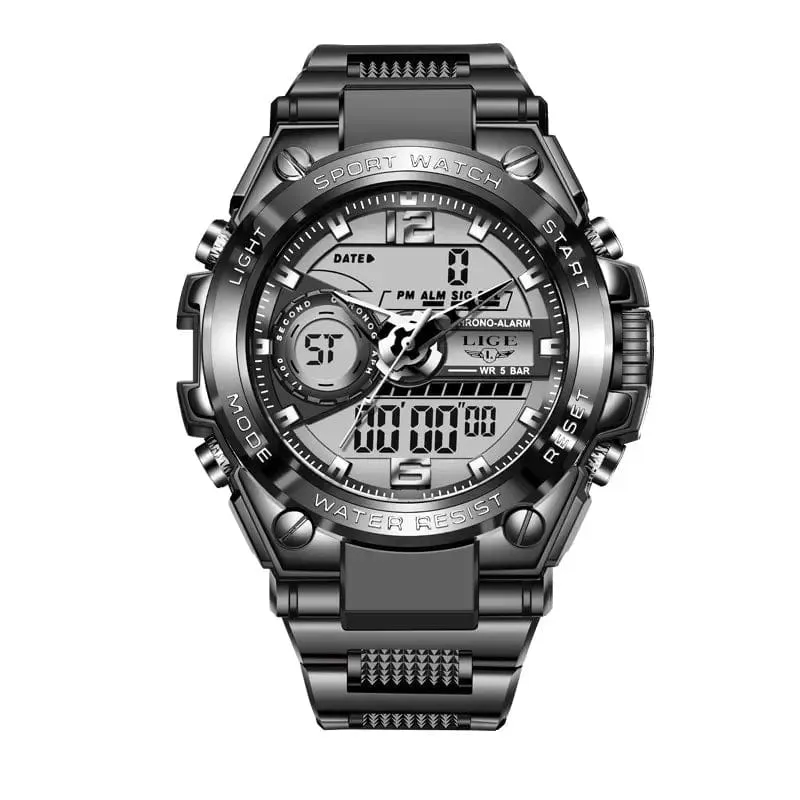LIGE Männer Militär Uhr Digital 50m Wasserdicht Armbanduhr LED Quarz Uhr Sport Uhr Männlichen Große Uhren Männer Relogios Masculino