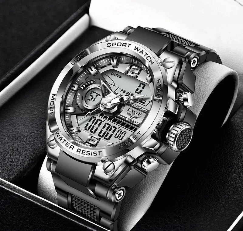 LIGE Männer Militär Uhr Digital 50m Wasserdicht Armbanduhr LED Quarz Uhr Sport Uhr Männlichen Große Uhren Männer Relogios Masculino