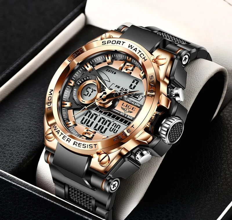 LIGE Männer Militär Uhr Digital 50m Wasserdicht Armbanduhr LED Quarz Uhr Sport Uhr Männlichen Große Uhren Männer Relogios Masculino
