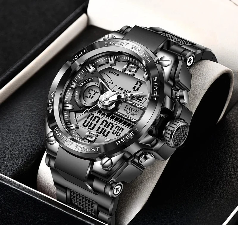 LIGE Männer Militär Uhr Digital 50m Wasserdicht Armbanduhr LED Quarz Uhr Sport Uhr Männlichen Große Uhren Männer Relogios Masculino