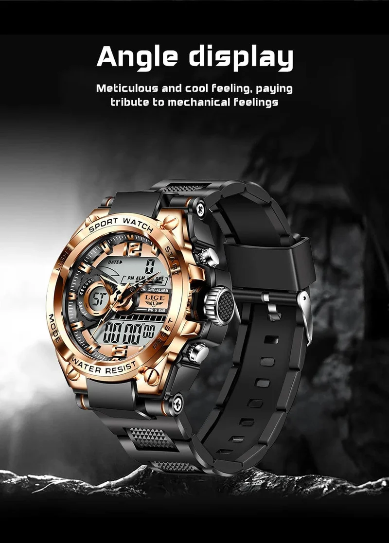 LIGE Männer Militär Uhr Digital 50m Wasserdicht Armbanduhr LED Quarz Uhr Sport Uhr Männlichen Große Uhren Männer Relogios Masculino