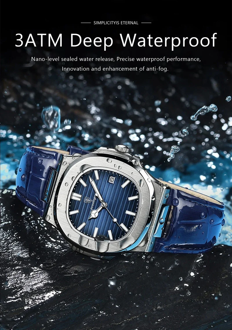 POEDAGAR Top Luxus Quadratische Mann Uhr Datum Wasserdicht Leuchtende Männer Armbanduhr Hohe Qualität Leder herren Quarz Uhren + Box Reloj
