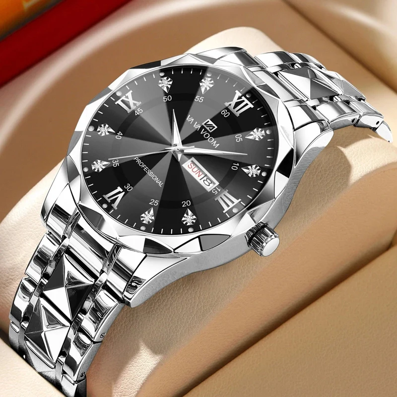 Herrenuhr Water Diamond Luxury Night Glow Doppelkalender Quarzwerk 41mm Blau Gold Edelstahl Fashion Business Watch