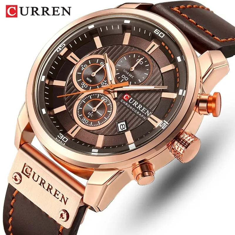 CURREN Markenuhr Herren Leder Sportuhren Herren Army Military Quarz Armbanduhr Chronograph Männliche Uhr Relogio Masculino