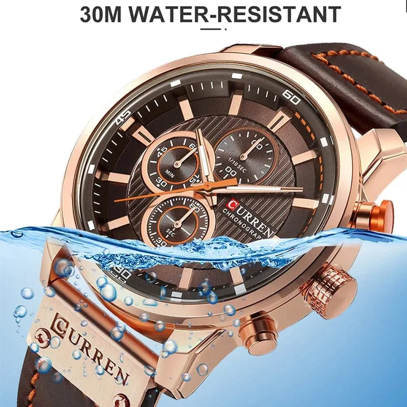 CURREN Markenuhr Herren Leder Sportuhren Herren Army Military Quarz Armbanduhr Chronograph Männliche Uhr Relogio Masculino