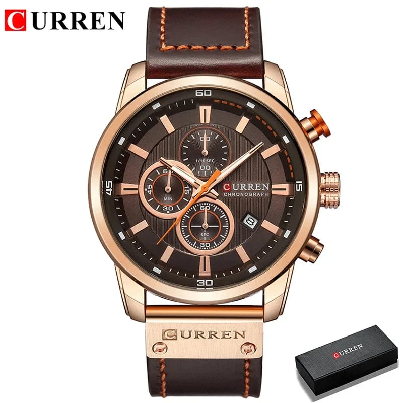 CURREN Markenuhr Herren Leder Sportuhren Herren Army Military Quarz Armbanduhr Chronograph Männliche Uhr Relogio Masculino
