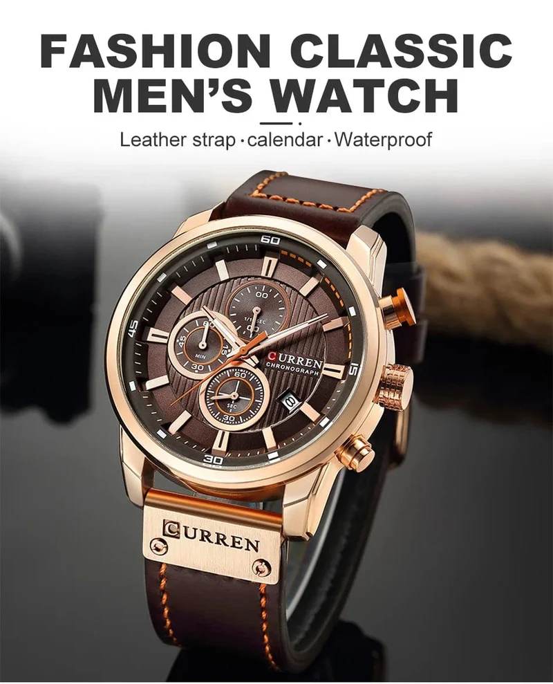 CURREN Markenuhr Herren Leder Sportuhren Herren Army Military Quarz Armbanduhr Chronograph Männliche Uhr Relogio Masculino