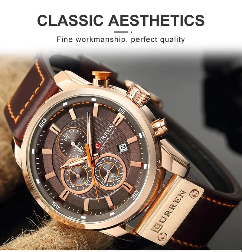 CURREN Markenuhr Herren Leder Sportuhren Herren Army Military Quarz Armbanduhr Chronograph Männliche Uhr Relogio Masculino