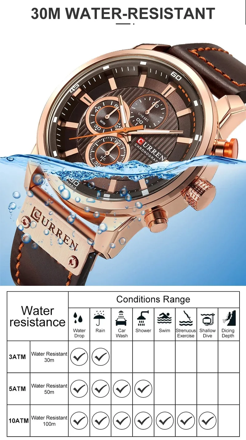 CURREN Markenuhr Herren Leder Sportuhren Herren Army Military Quarz Armbanduhr Chronograph Männliche Uhr Relogio Masculino