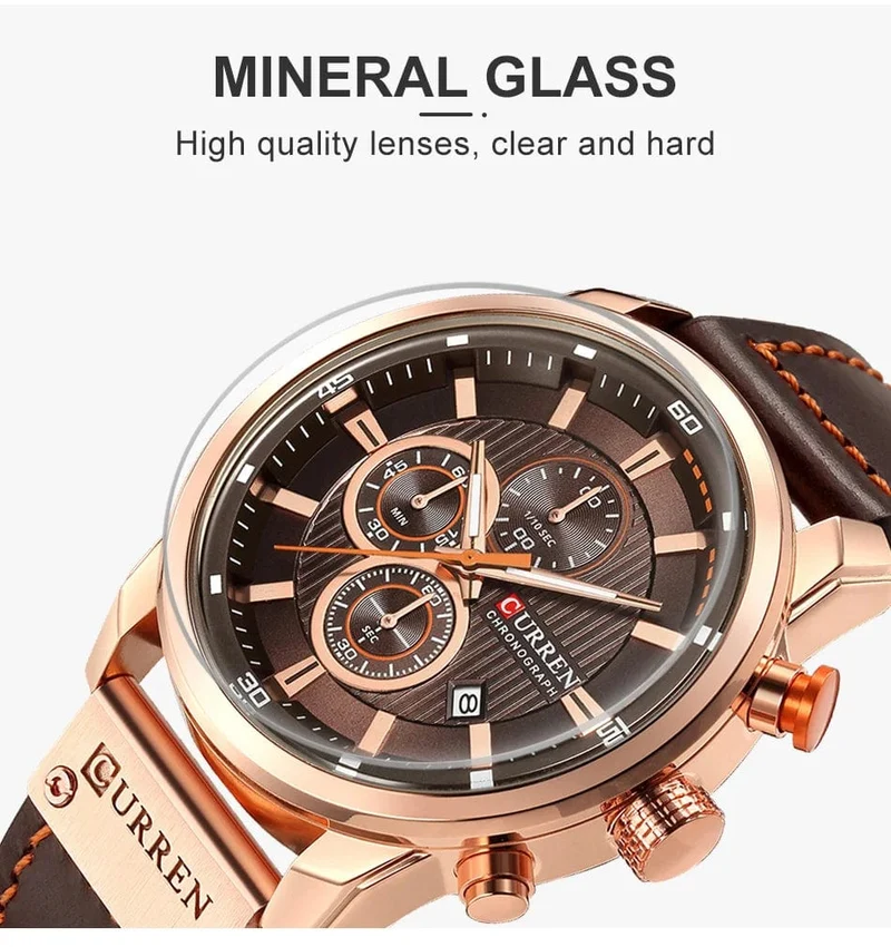 CURREN Markenuhr Herren Leder Sportuhren Herren Army Military Quarz Armbanduhr Chronograph Männliche Uhr Relogio Masculino