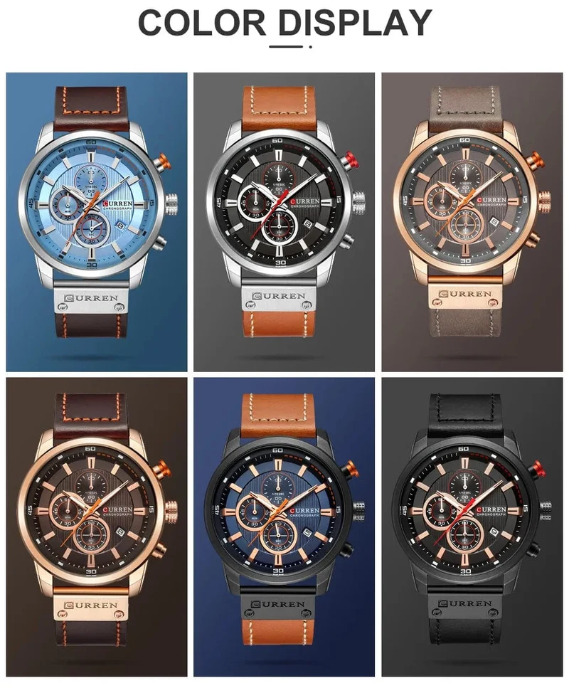 CURREN Markenuhr Herren Leder Sportuhren Herren Army Military Quarz Armbanduhr Chronograph Männliche Uhr Relogio Masculino