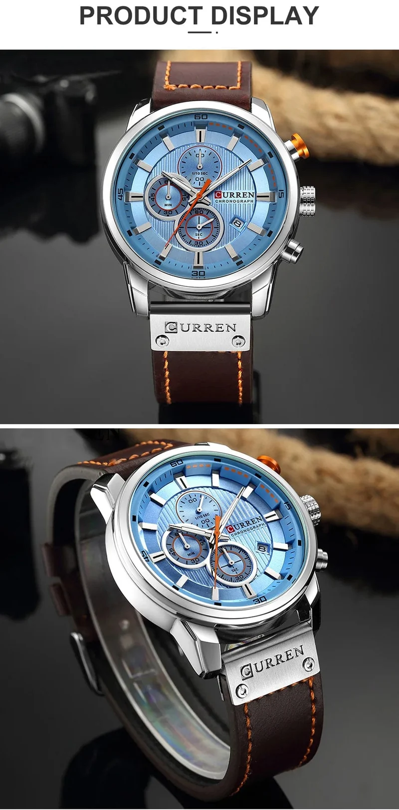 CURREN Markenuhr Herren Leder Sportuhren Herren Army Military Quarz Armbanduhr Chronograph Männliche Uhr Relogio Masculino