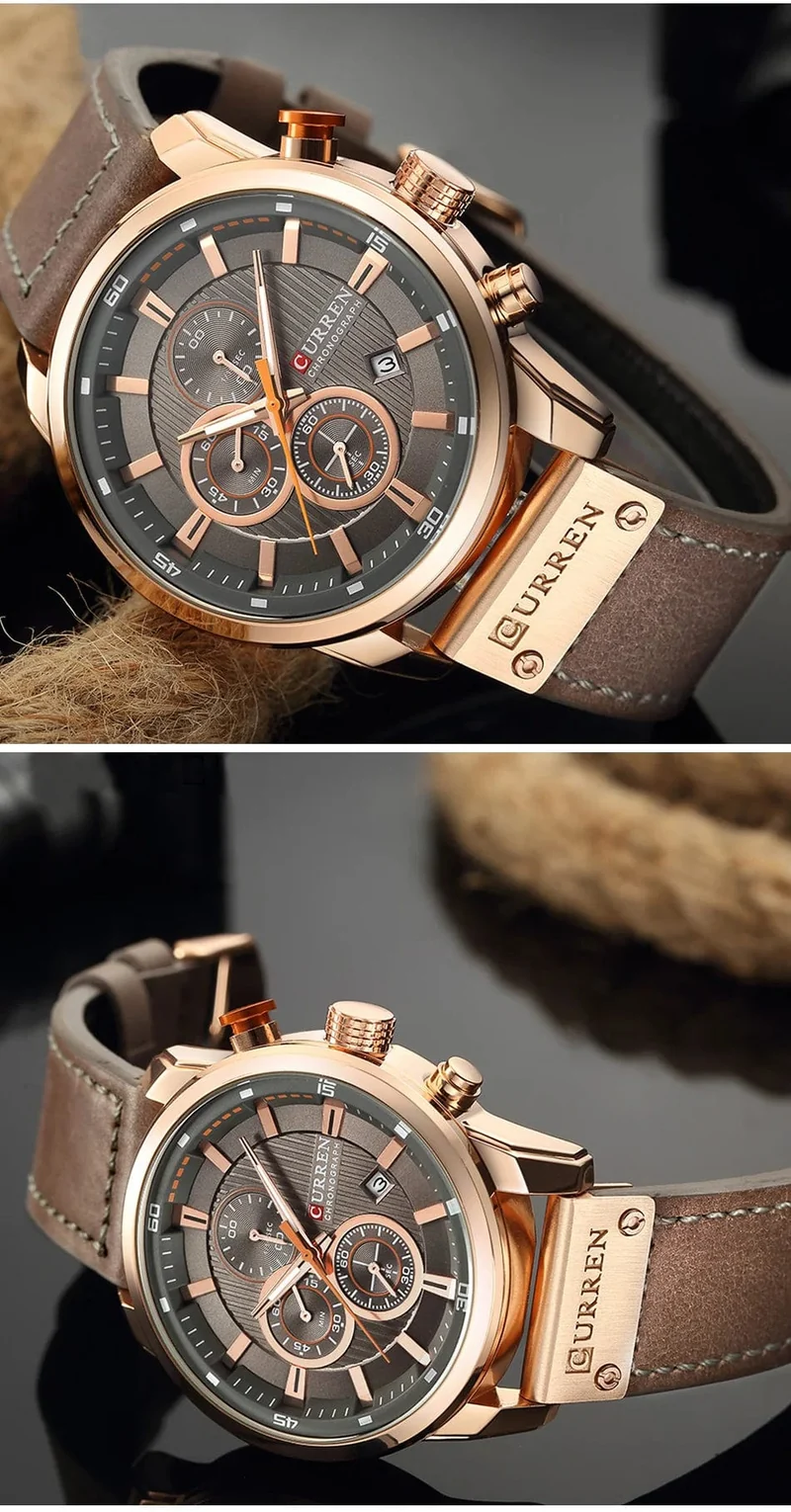 CURREN Markenuhr Herren Leder Sportuhren Herren Army Military Quarz Armbanduhr Chronograph Männliche Uhr Relogio Masculino