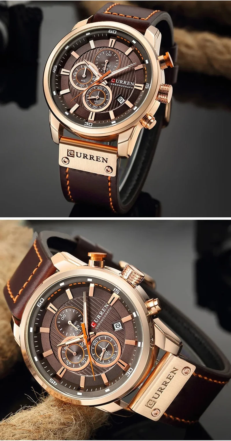 CURREN Markenuhr Herren Leder Sportuhren Herren Army Military Quarz Armbanduhr Chronograph Männliche Uhr Relogio Masculino