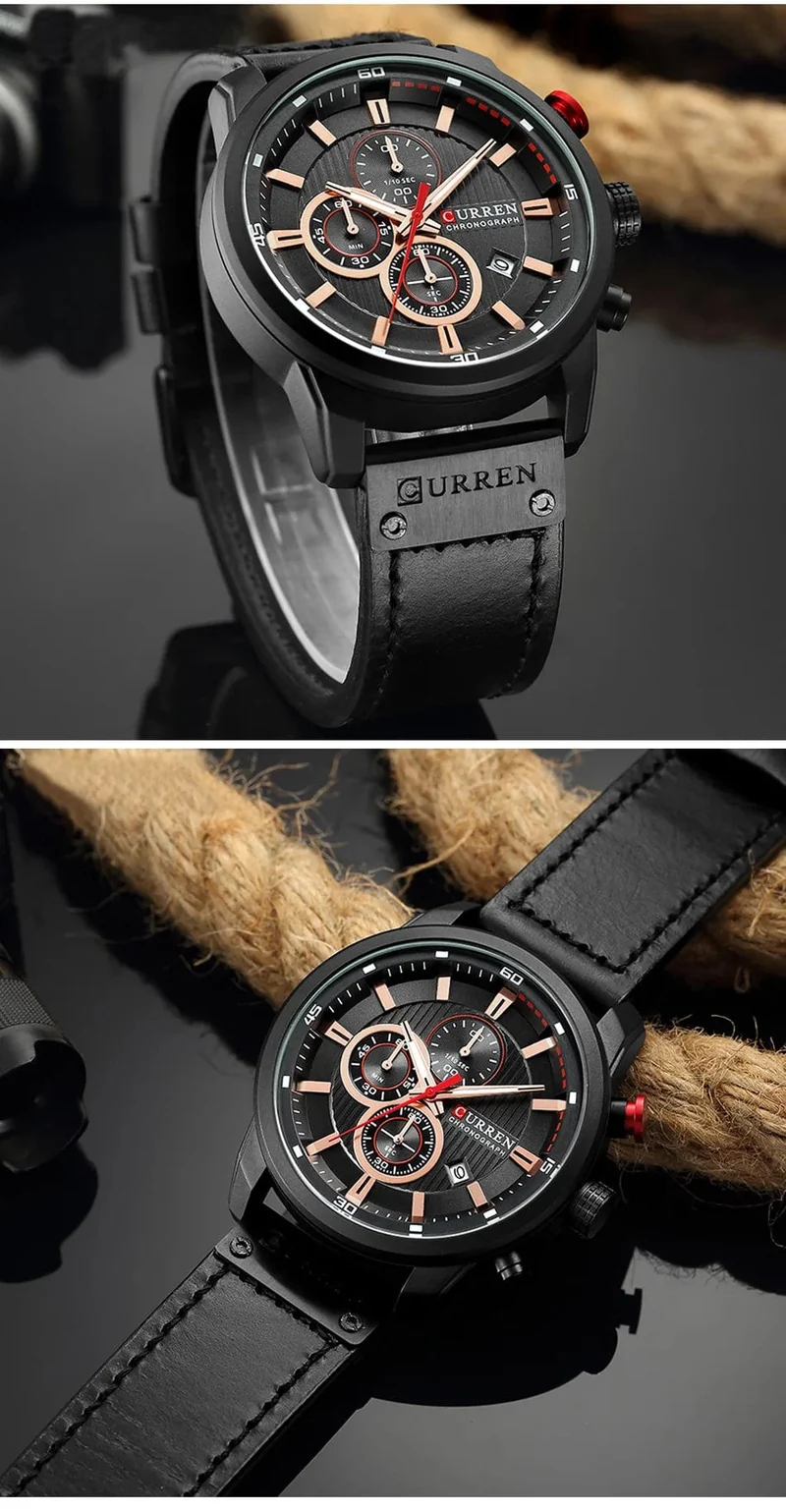 CURREN Markenuhr Herren Leder Sportuhren Herren Army Military Quarz Armbanduhr Chronograph Männliche Uhr Relogio Masculino