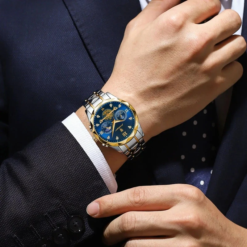 POEDAGAR Luxus-Armbanduhr für Männer, wasserdicht, leuchtender Chronograph, Edelstahl, Quarzuhr für Männer, reloj hombre