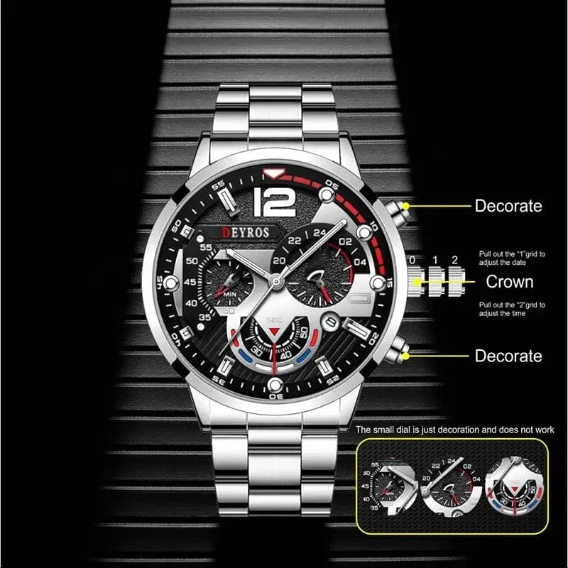 Mode Herren Uhren Luxus Edelstahl Quarz Armbanduhr Kalender Leuchtende Uhr Männer Business Casual Uhr Reloj Hombre