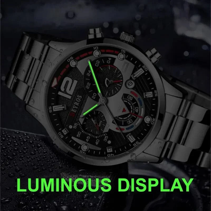 Mode Herren Uhren Luxus Edelstahl Quarz Armbanduhr Kalender Leuchtende Uhr Männer Business Casual Uhr Reloj Hombre
