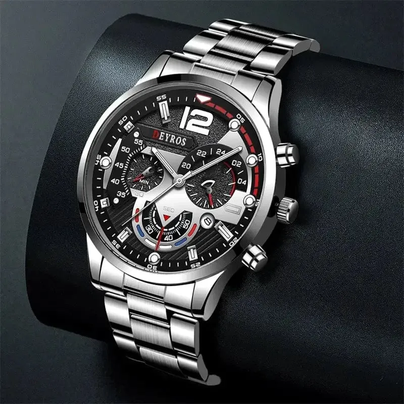 Mode Herren Uhren Luxus Edelstahl Quarz Armbanduhr Kalender Leuchtende Uhr Männer Business Casual Uhr Reloj Hombre